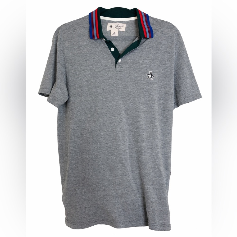 ORIGINAL PENGUIN PIQUE POLO MULTI COLORED COLLAR MEDIUM